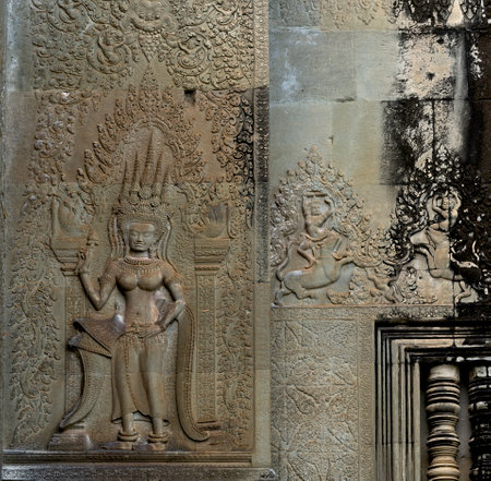 Bas-relief in Angkor Wat, Siem Reap, Cambodiaの写真素材