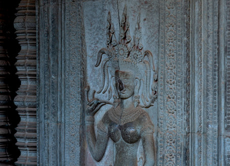 Bas-relief in Angkor Wat, Siem Reap, Cambodiaの写真素材