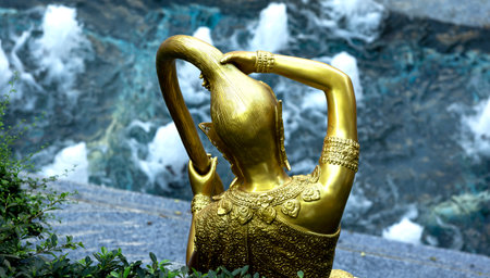 Buddha statue in the temple,Kanchanaburi,Thailandの写真素材