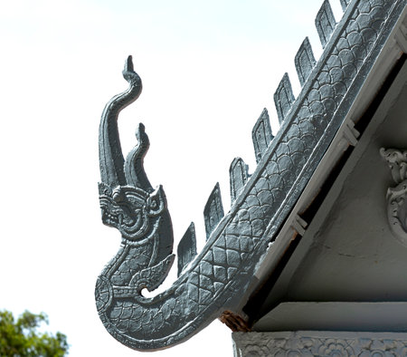 Thai style roof in temple, Thailand. (selective focus)の写真素材