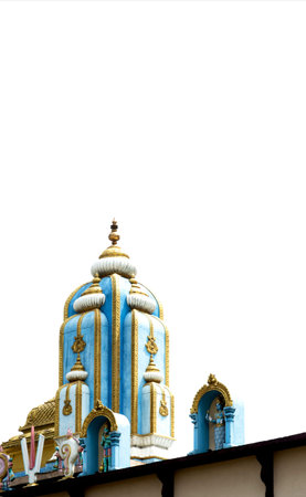 Thai style church on white background with clipping path.