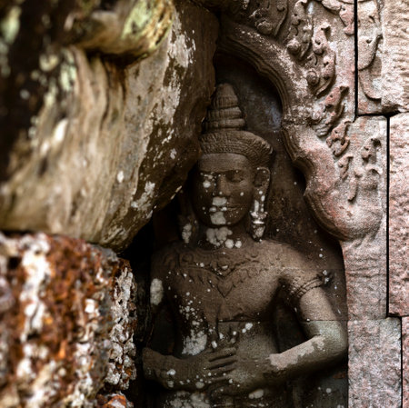 Buddha statue in Angkor Wat, Siem Reap, Cambodiaの写真素材