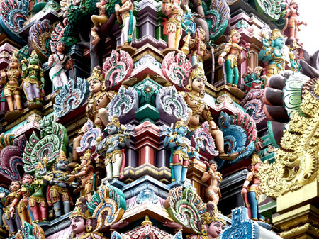 Detail of the facade of a temple in Bangkok, Thailandの写真素材