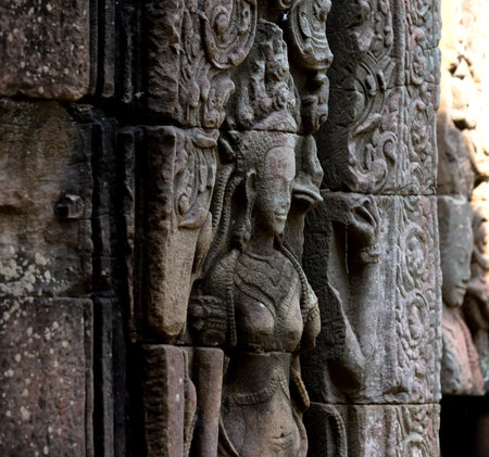 Carvings on the walls of Angkor Wat, Cambodia