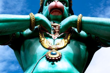 Statue of Ganesha on blue sky background, India.の写真素材