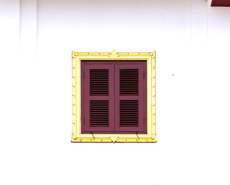 Thai style window on white wall,Thai style window.