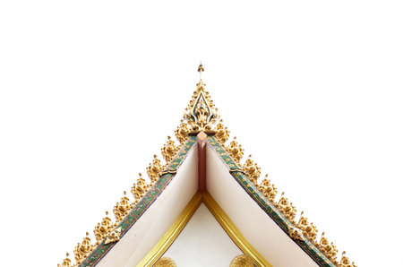 Thai temple roof isolated on white background with clipping path, Thailand.