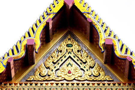 thai temple roof in bangkok thailand incision of the buddhaの写真素材