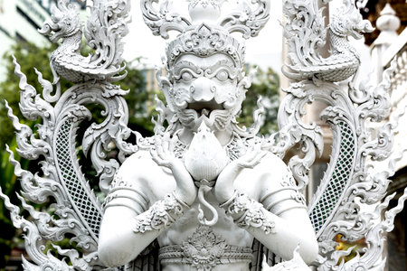 Statue at Wat Rong Khun, Chiang Rai, Thailandの写真素材