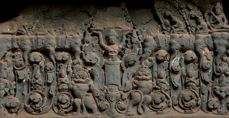 Carvings on the walls of Angkor Wat, Cambodia