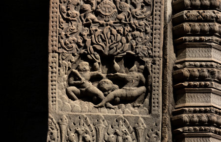 Carvings on the walls of Angkor Wat, Cambodia