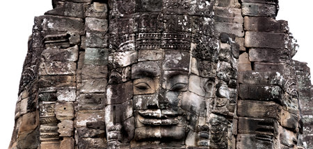 Stone faces of Bayon temple, Angkor Thom, Cambodiaの写真素材