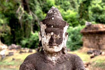 Buddha statue at Angkor Wat, Siem Reap, Cambodiaの写真素材