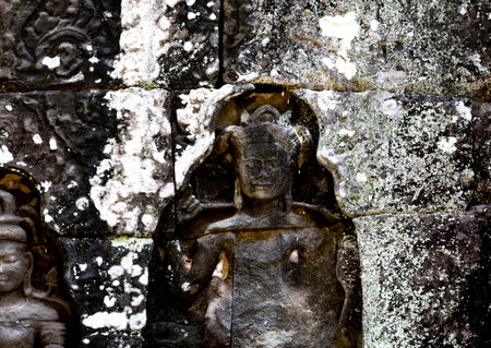 Ancient Khmer temple in complex Angkor Wat, Siem Reap, Cambodiaの写真素材