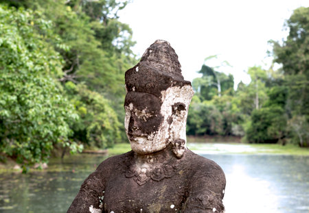 Ancient Buddha statue in Angkor Wat, Siem Reap, Cambodiaの写真素材
