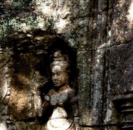the Khmer Temples of Angkor near the City of Siem Reap in the west of Cambodia.の写真素材