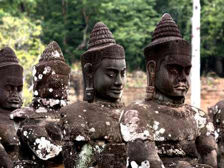 Buddha statues in Angkor Wat, Siem Reap, Cambodiaの写真素材