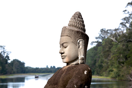 Buddha statue at Angkor Wat, Siem Reap, Cambodiaの写真素材