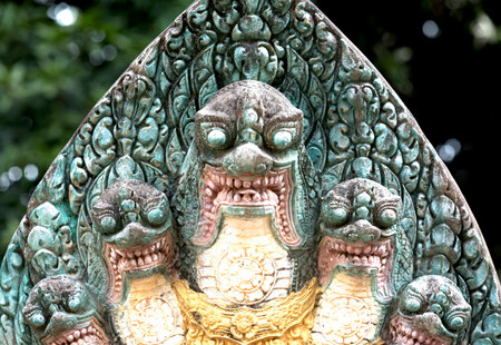 Thai style dragon statue in the temple, Thailand.の写真素材