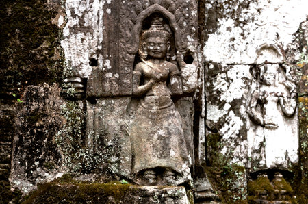 Buddha statue in Borobudur temple, Java, Indonesiaの写真素材