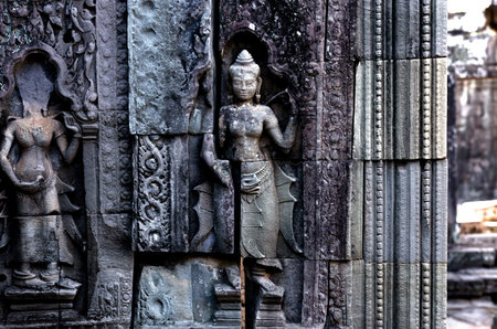 Bas-relief in Angkor Wat, Siem Reap, Cambodia