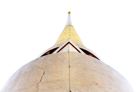 Thai style pagoda isolated on white background with clipping path.の写真素材