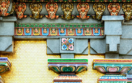 Thai art pattern on the wall in the temple, Thailand.の写真素材