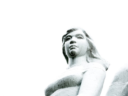 Sculpture of a woman on a white background. Toned.の写真素材