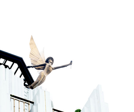 Statue of an angel on a buildingの写真素材