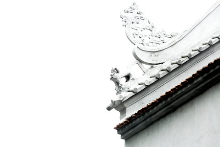 Thai style roof decoration on white background, Thailand, Southeast Asiaの写真素材