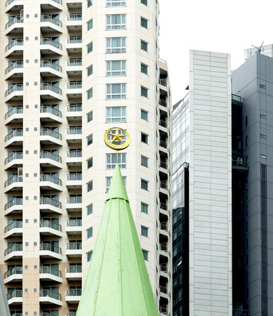 Tower of a skyscraper in the center of Bangkok, Thailandの写真素材