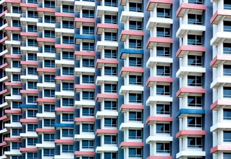 Architecture detail of a modern apartment building in Bangkok, Thailandの写真素材