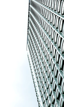 Modern office building. Architectural detail. Black and white tone.