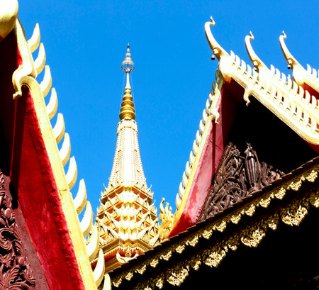 asia bangkok in temple thailand roof wat thailandの写真素材