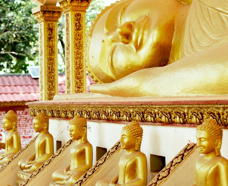 Buddha statue in thai temple, closeup of photoの写真素材