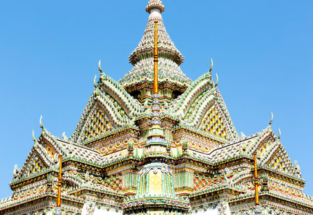 Thai pagoda at Wat Pho in Bangkok, Thailand.の写真素材