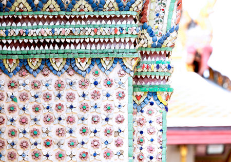 Thai style pattern on the wall at Wat Phra Kaew.の写真素材
