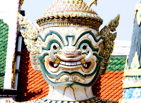 Giant statue at Wat Phra Kaew, Bangkok, Thailandの写真素材