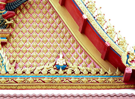 Thai temple roof with golden pattern,Thai art design.の写真素材