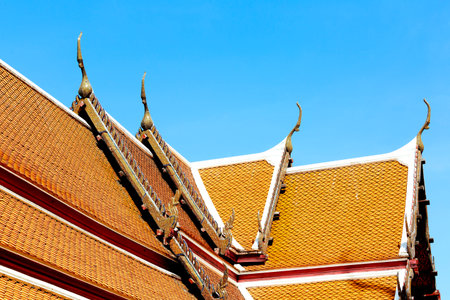 thai temple roof in bangkok thailand incision of the buddha