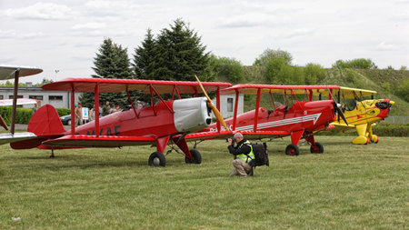 The international airshow in Kolobrzeg, red biplaneの写真素材