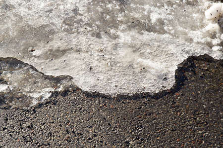 Ice Melting on Roadの写真素材