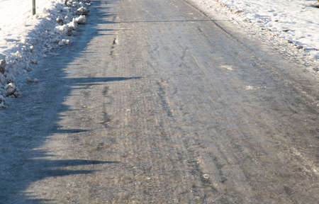 Icy Road in Winterの写真素材