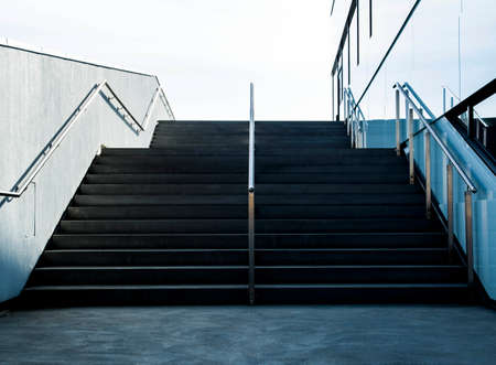 Stairs by Modern Glass Building in Umea, Swedenの写真素材