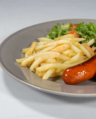 Sausage and French Friesの写真素材