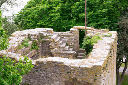 Town Wall of Visby, Gotland in Sweden with trees around it.の写真素材