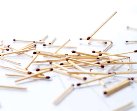 Matches Falling on Whiteの写真素材