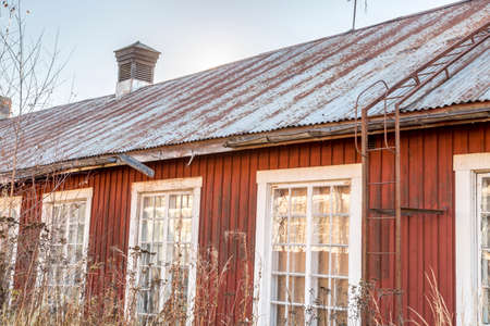 Weathered Building with Ladderの写真素材