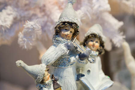 Christmas Figurines Playing Violinの写真素材