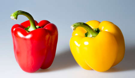 Red and Yellow Bell Pepperの写真素材